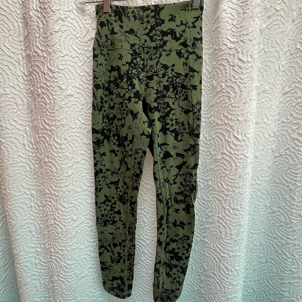 lululemon athletica Green Floral Leggings